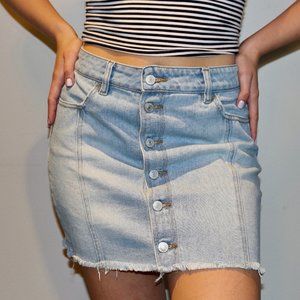 PacSun Light Wash Jean Skirt with Buttons